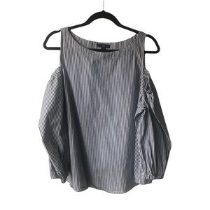 Gap Cotton Cold Shoulder Blouse Size L Black & White